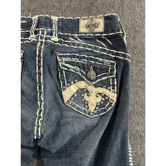 VTG Y2K Laguna Beach Jean Co 28x34 Embroidered Thick Stitch Low Rise Bootcut USA - Picture 12 of 13